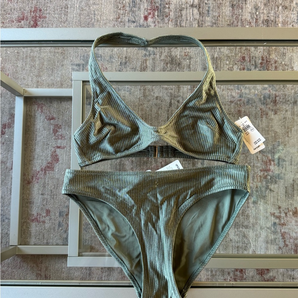Aerie Olive Ribbed Bikini Set